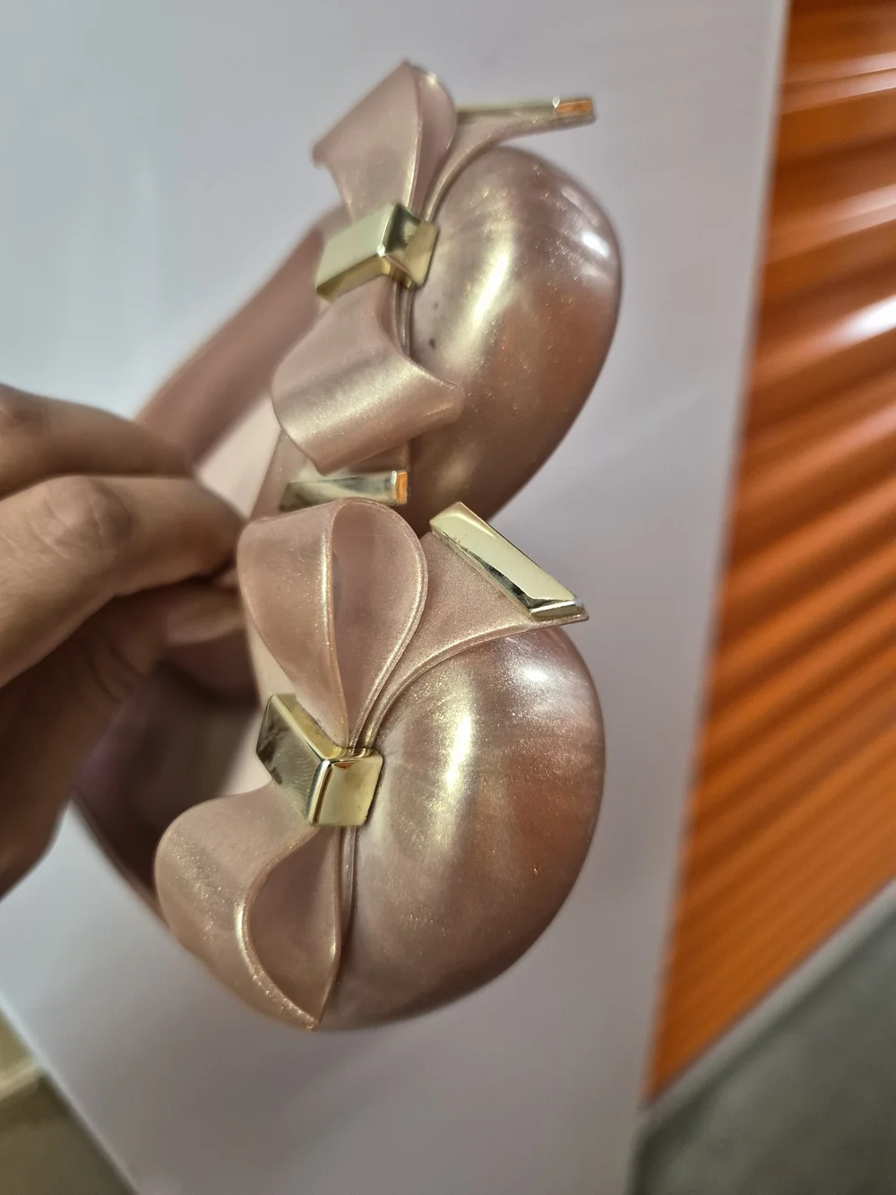 Melissa Rose Gold Bow Ballet Flats